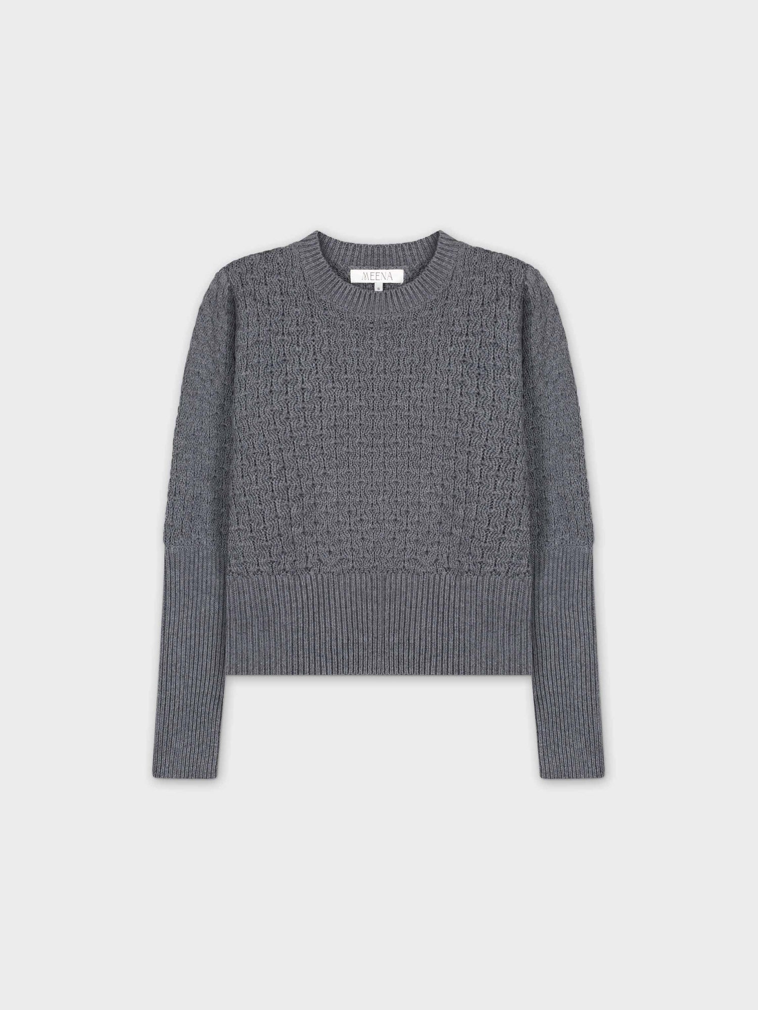 CHUNKY POINTELLE SWEATER-GREY