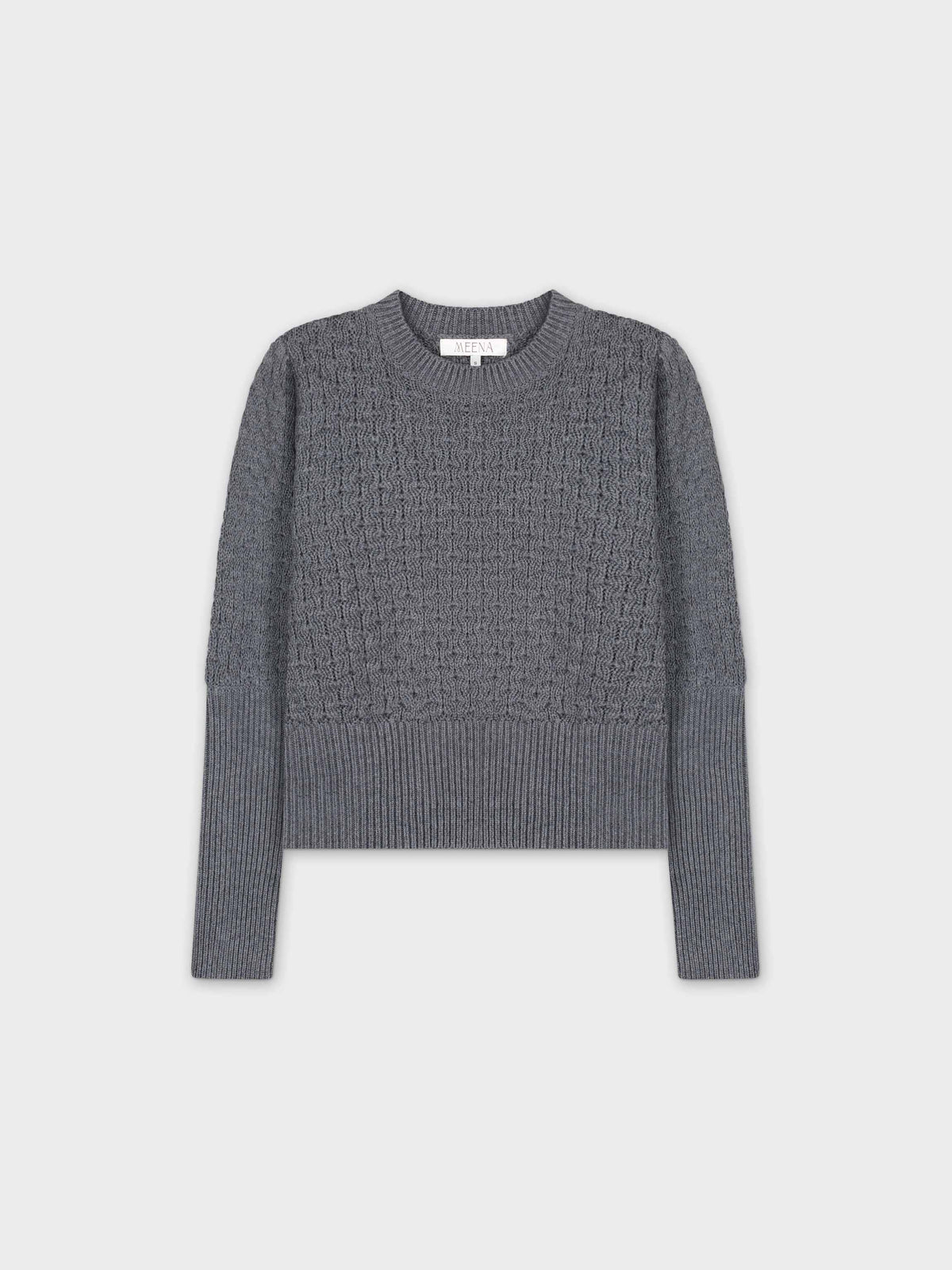 CHUNKY POINTELLE SWEATER-GREY