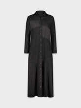 Ruched Patched Dress-Black Denim