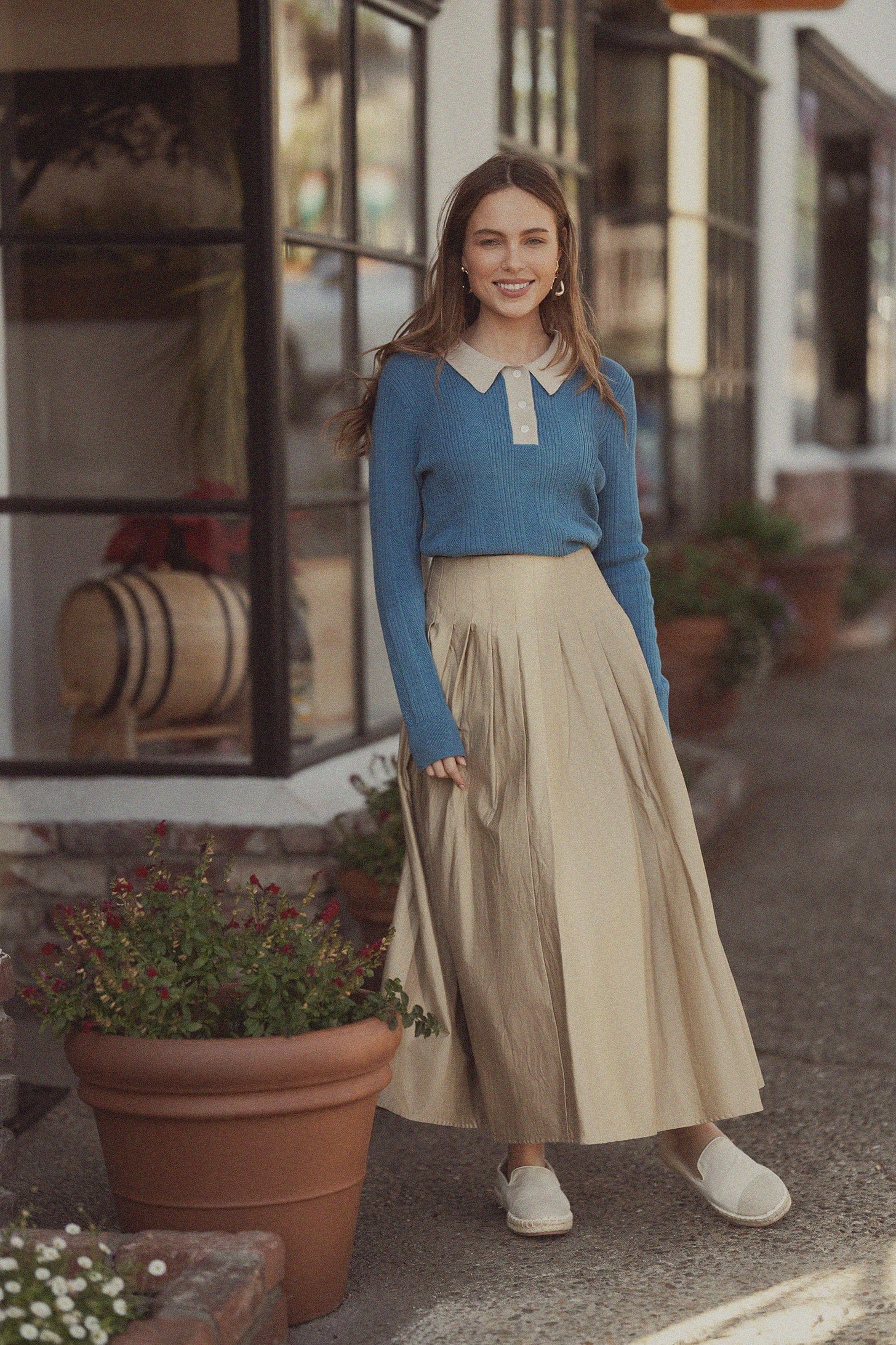 Full Pleated Skirt-Tan