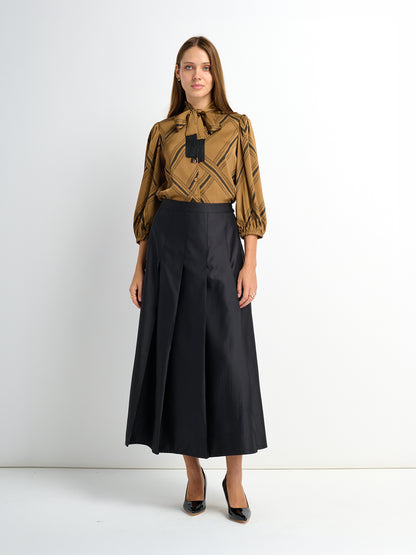 Lux Satin Pleated Skirt 35" - Black