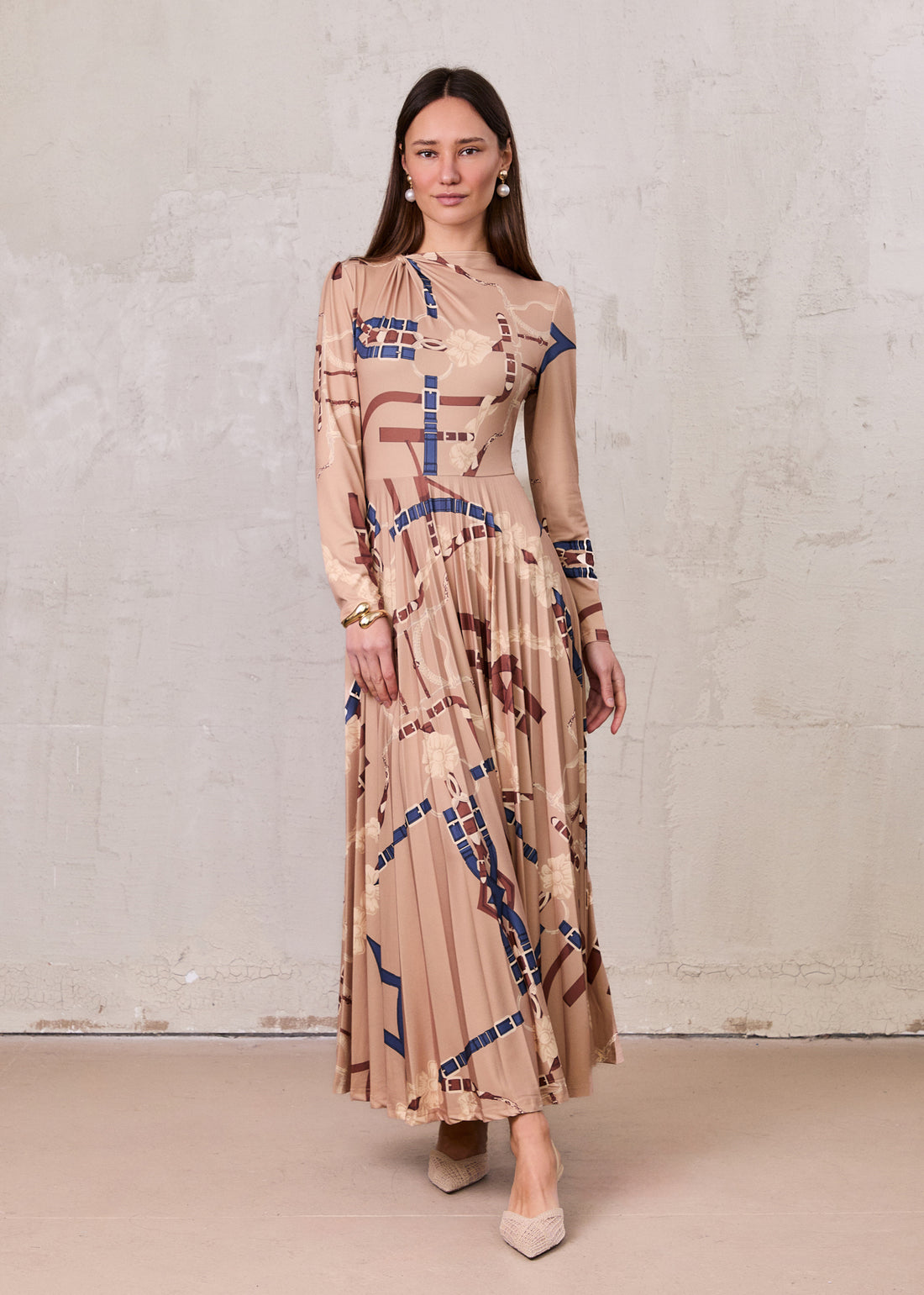 Side Knot Pleat Dress-Chain Design