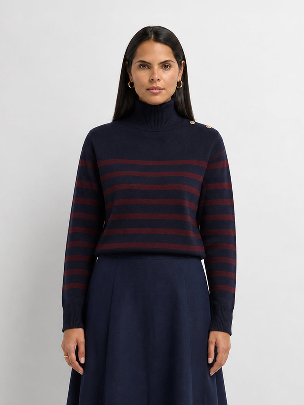 Nautical Stripe Sweater - Navy/Burgundy