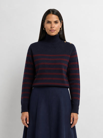 Nautical Stripe Sweater - Navy/Burgundy