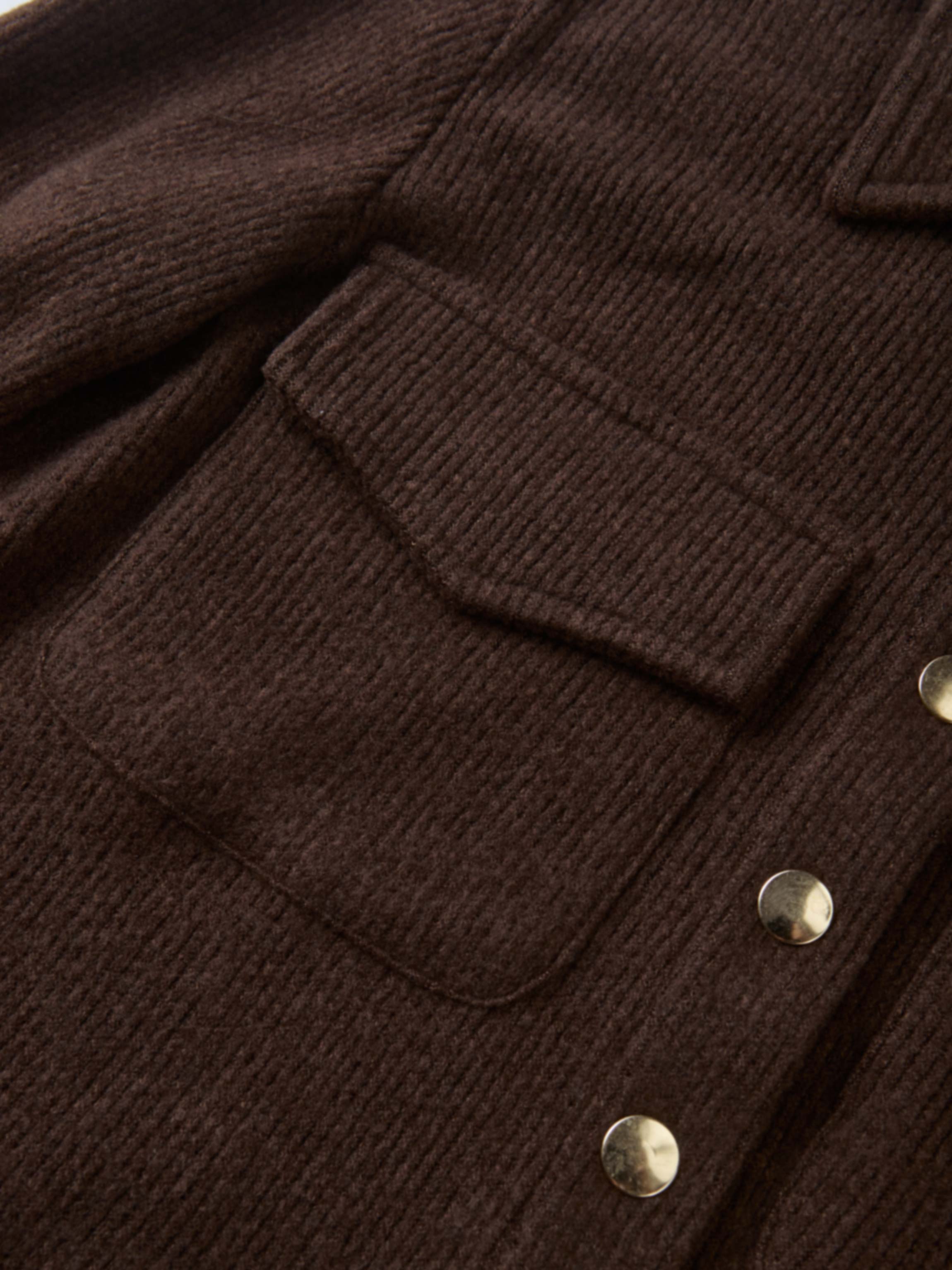 Soft Ribbed Crop Jacket - Dark Brown