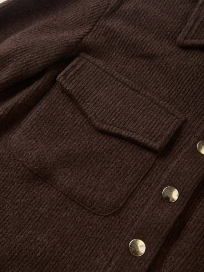 Soft Ribbed Crop Jacket - Dark Brown
