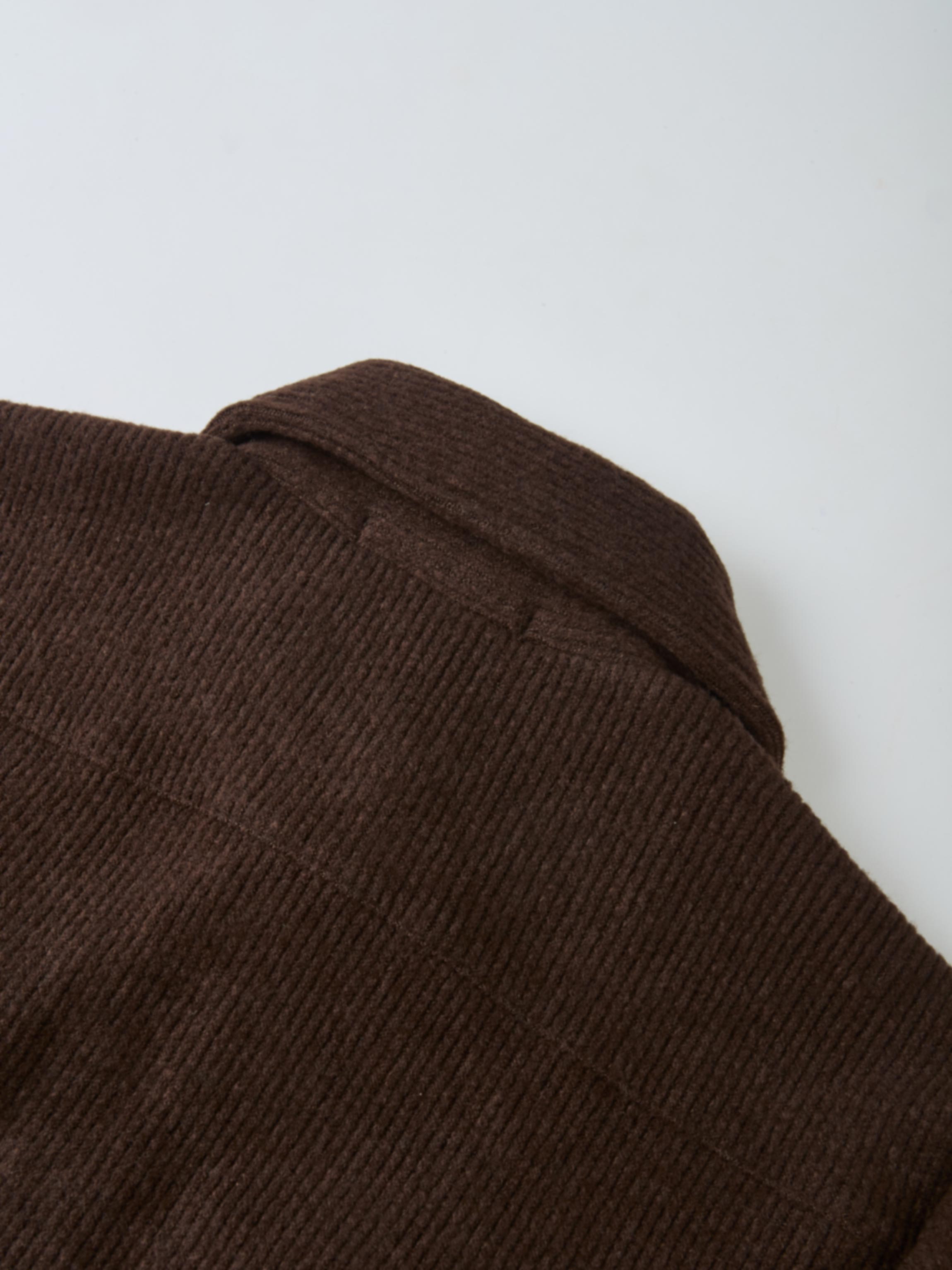 Soft Ribbed Crop Jacket - Dark Brown