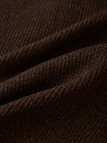 Soft Ribbed Crop Jacket - Dark Brown