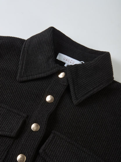 Soft Ribbed Crop Jacket - Black