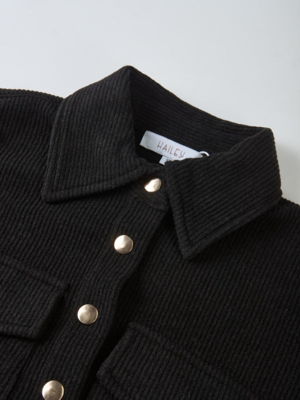 Soft Ribbed Crop Jacket - Black