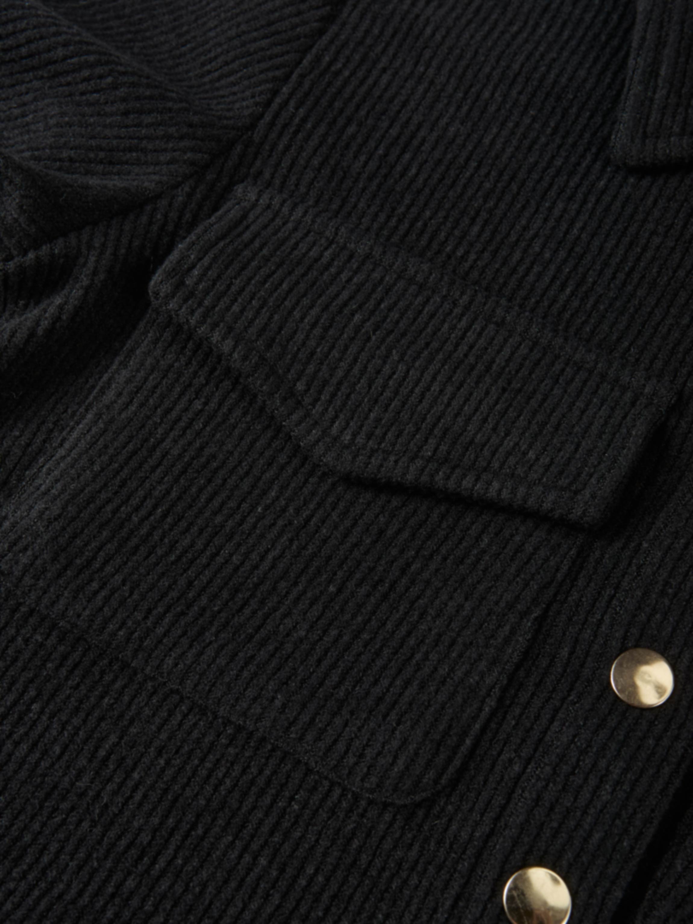 Soft Ribbed Crop Jacket - Black