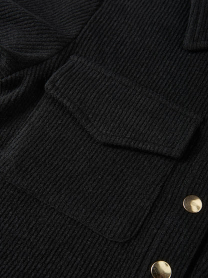Soft Ribbed Crop Jacket - Black