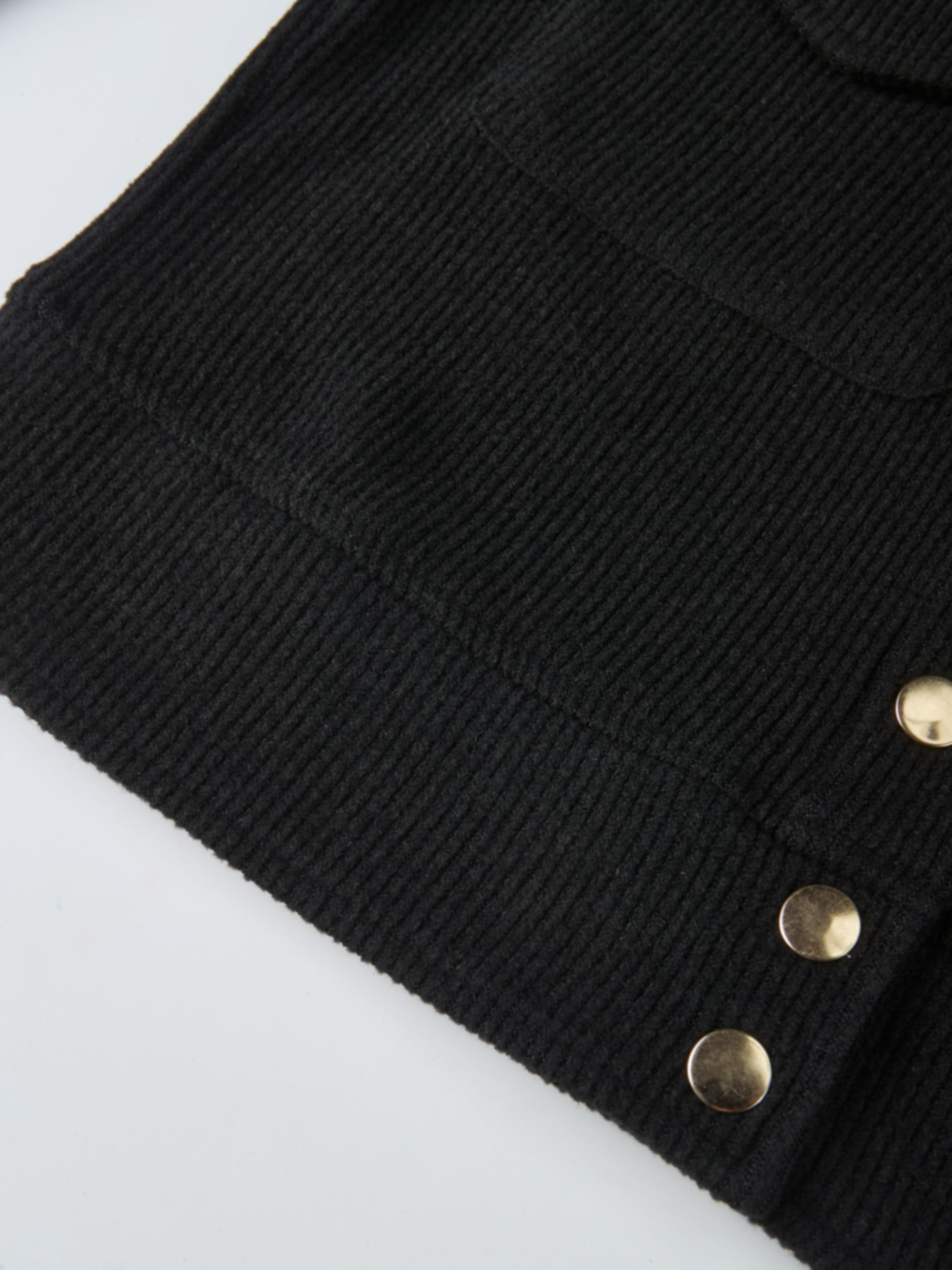 Soft Ribbed Crop Jacket - Black