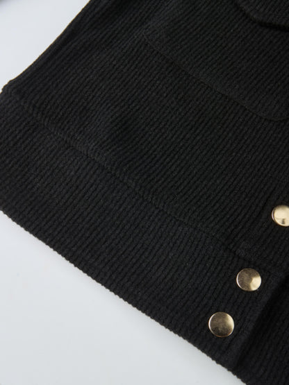 Soft Ribbed Crop Jacket - Black