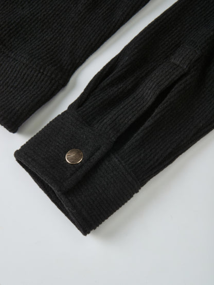 Soft Ribbed Crop Jacket - Black