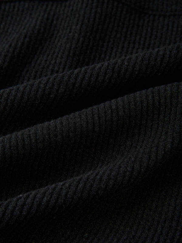 Soft Ribbed Crop Jacket - Black