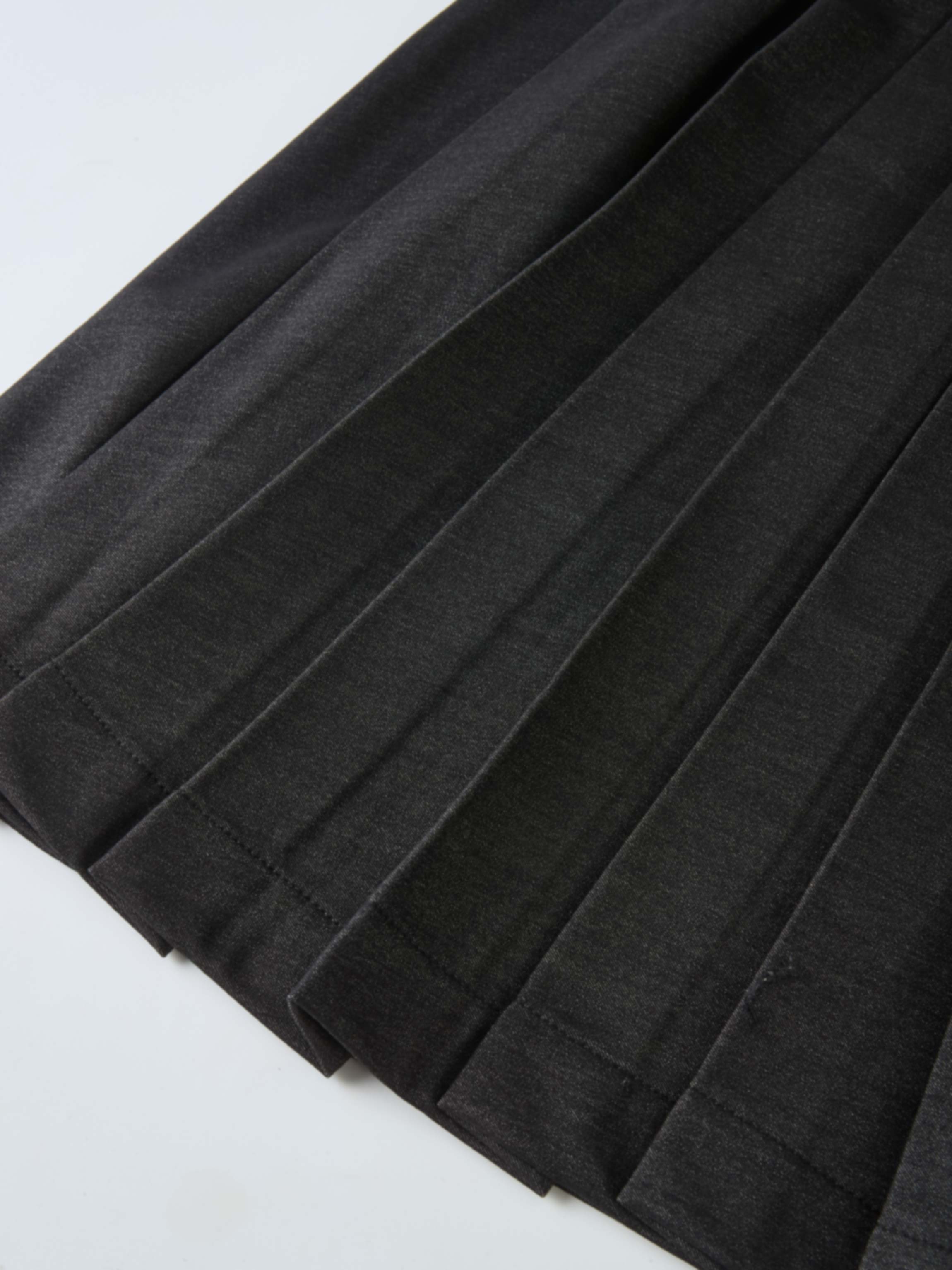 Short Pleated Jersey Denim Skirt - Black