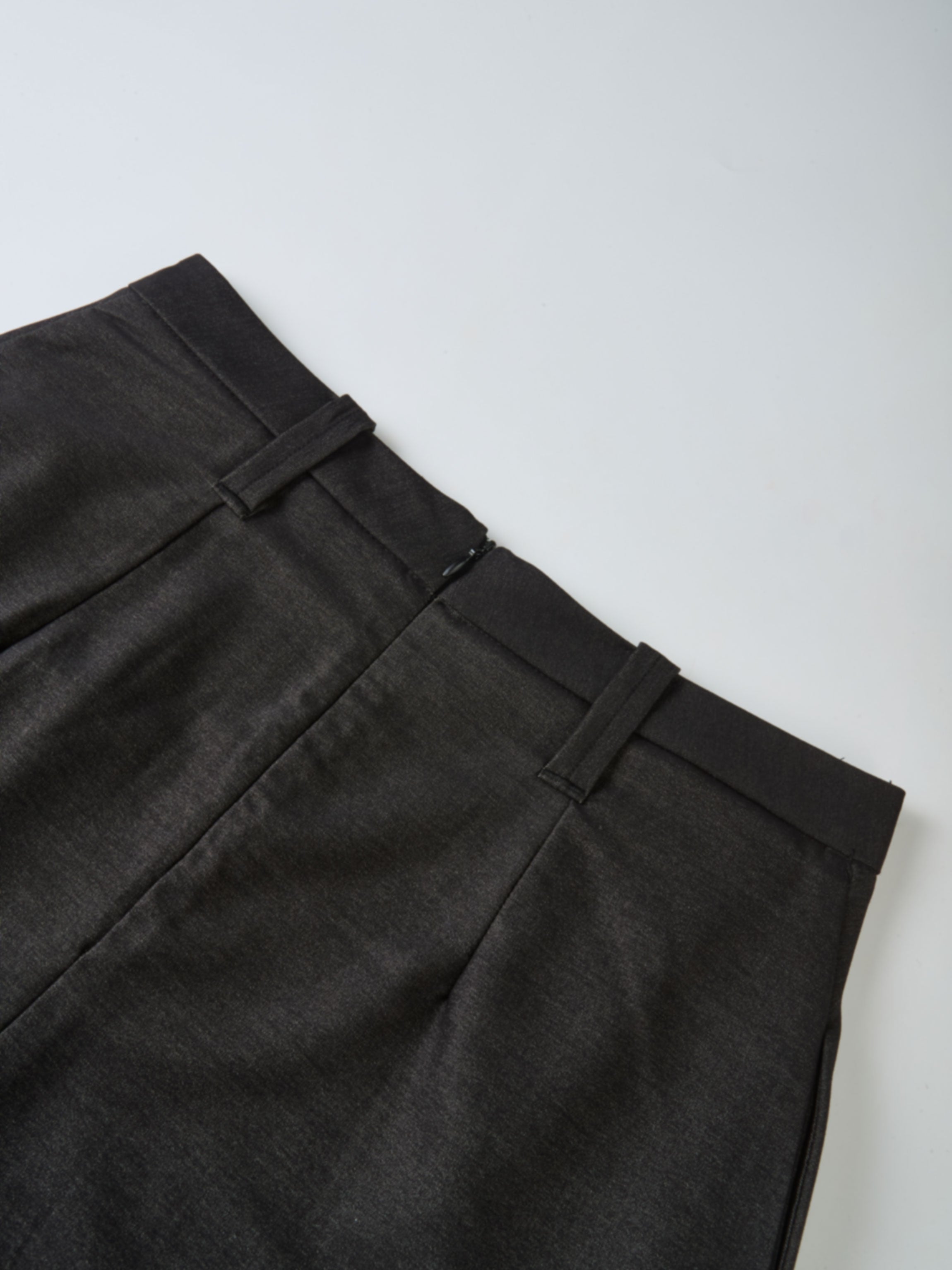 Short Pleated Jersey Denim Skirt - Black