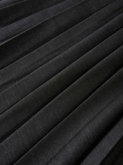 Short Pleated Jersey Denim Skirt - Black