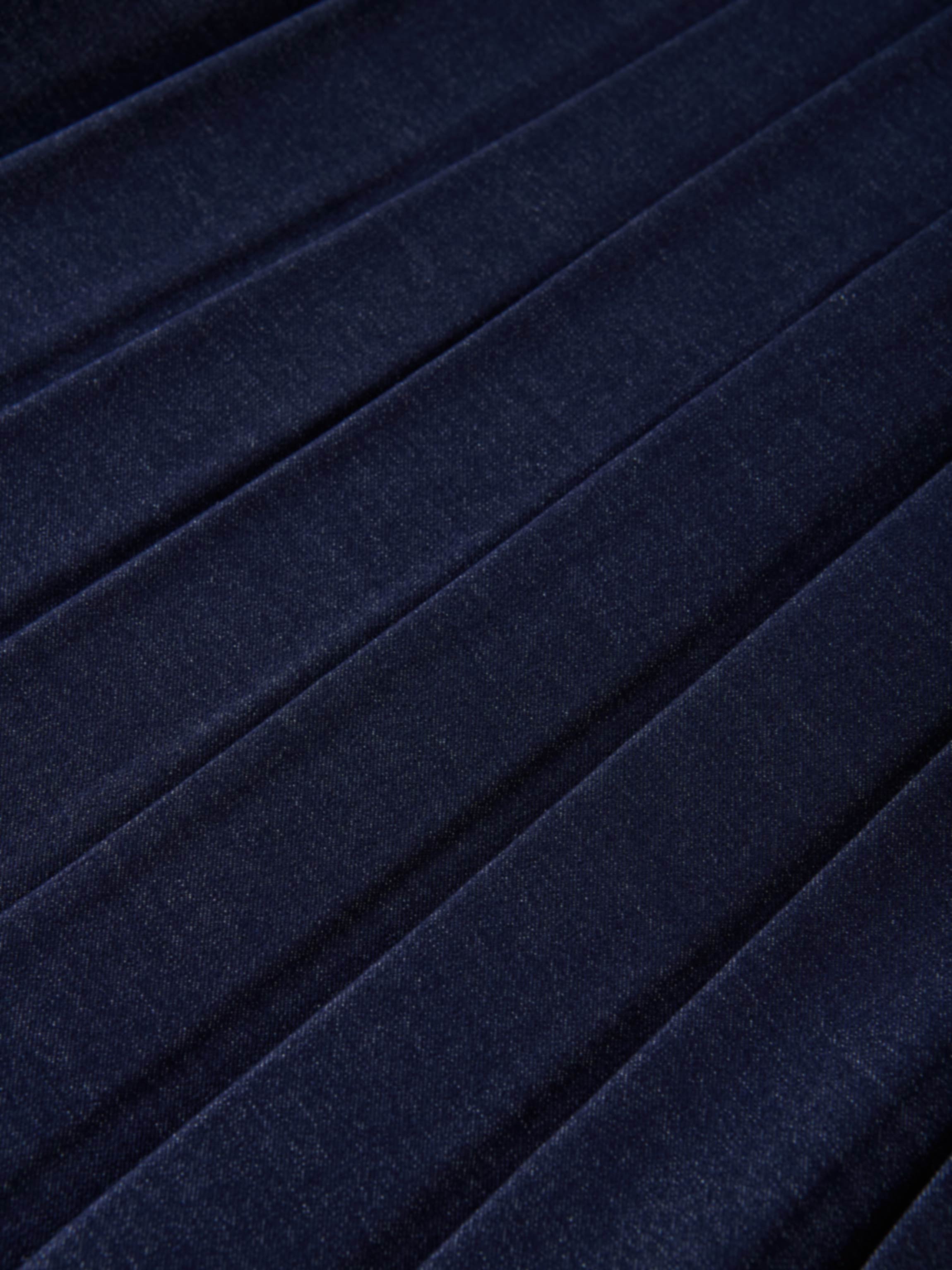 Short Pleated Jersey Denim Skirt - Blue