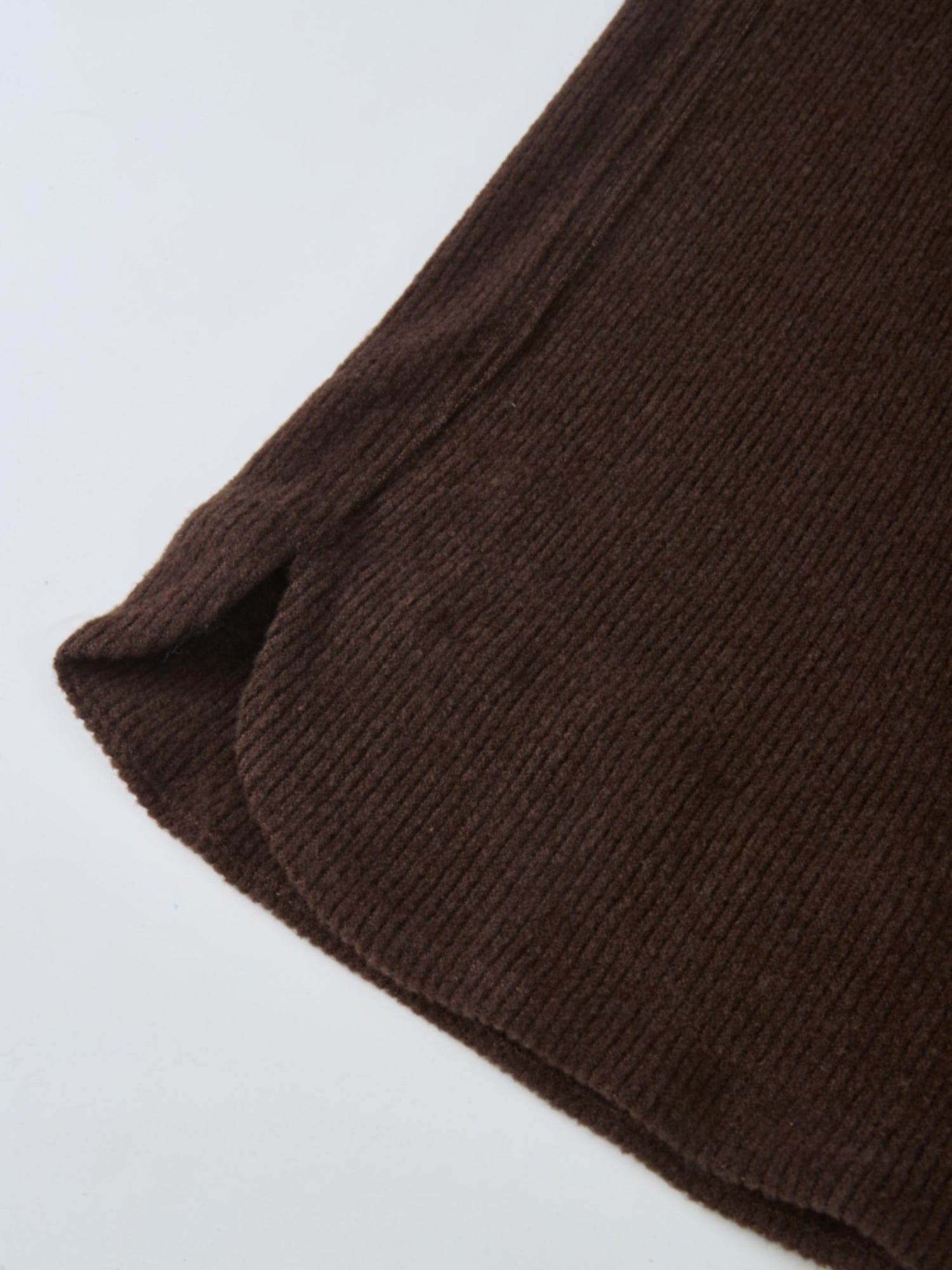 Soft Ribbed Drawstring Maxi Skirt - Dark Brown