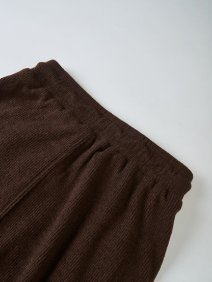 Soft Ribbed Drawstring Maxi Skirt - Dark Brown