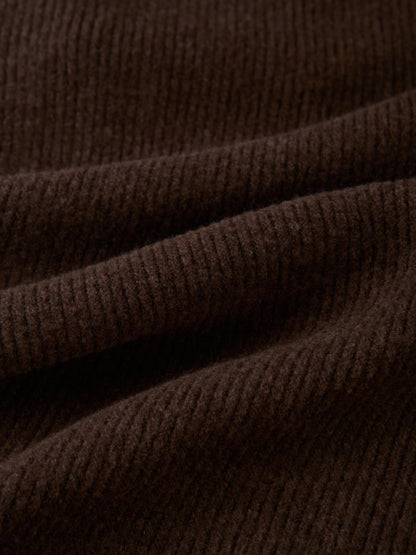 Soft Ribbed Drawstring Maxi Skirt - Dark Brown