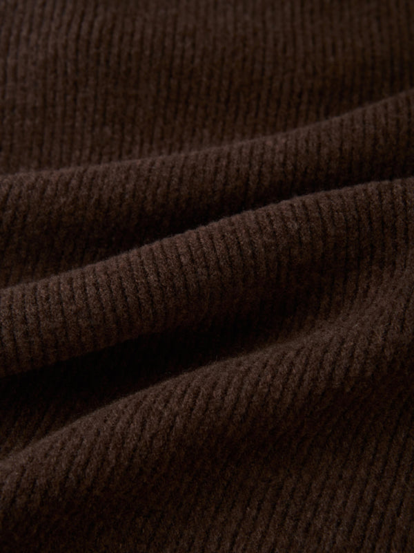 Soft Ribbed Drawstring Maxi Skirt - Dark Brown
