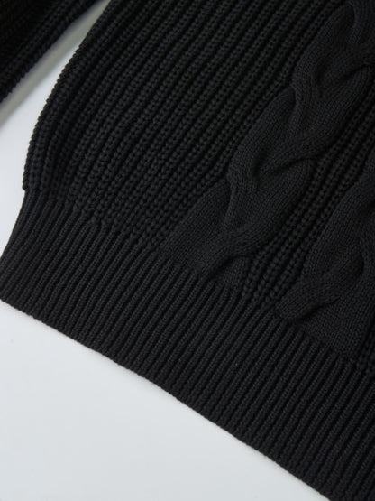 Shirt Collar Sweater - Black/Solid White