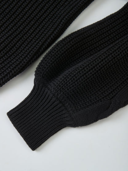 Shirt Collar Sweater - Black/Solid White