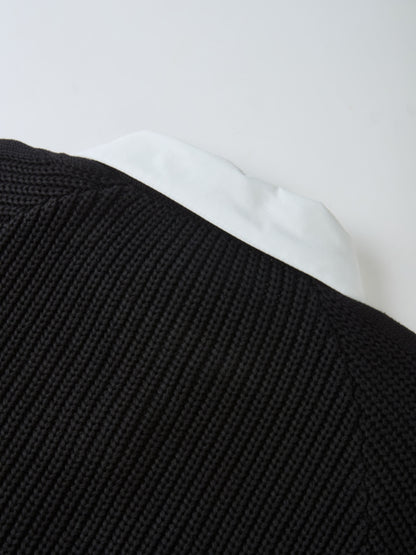 Shirt Collar Sweater - Black/Solid White