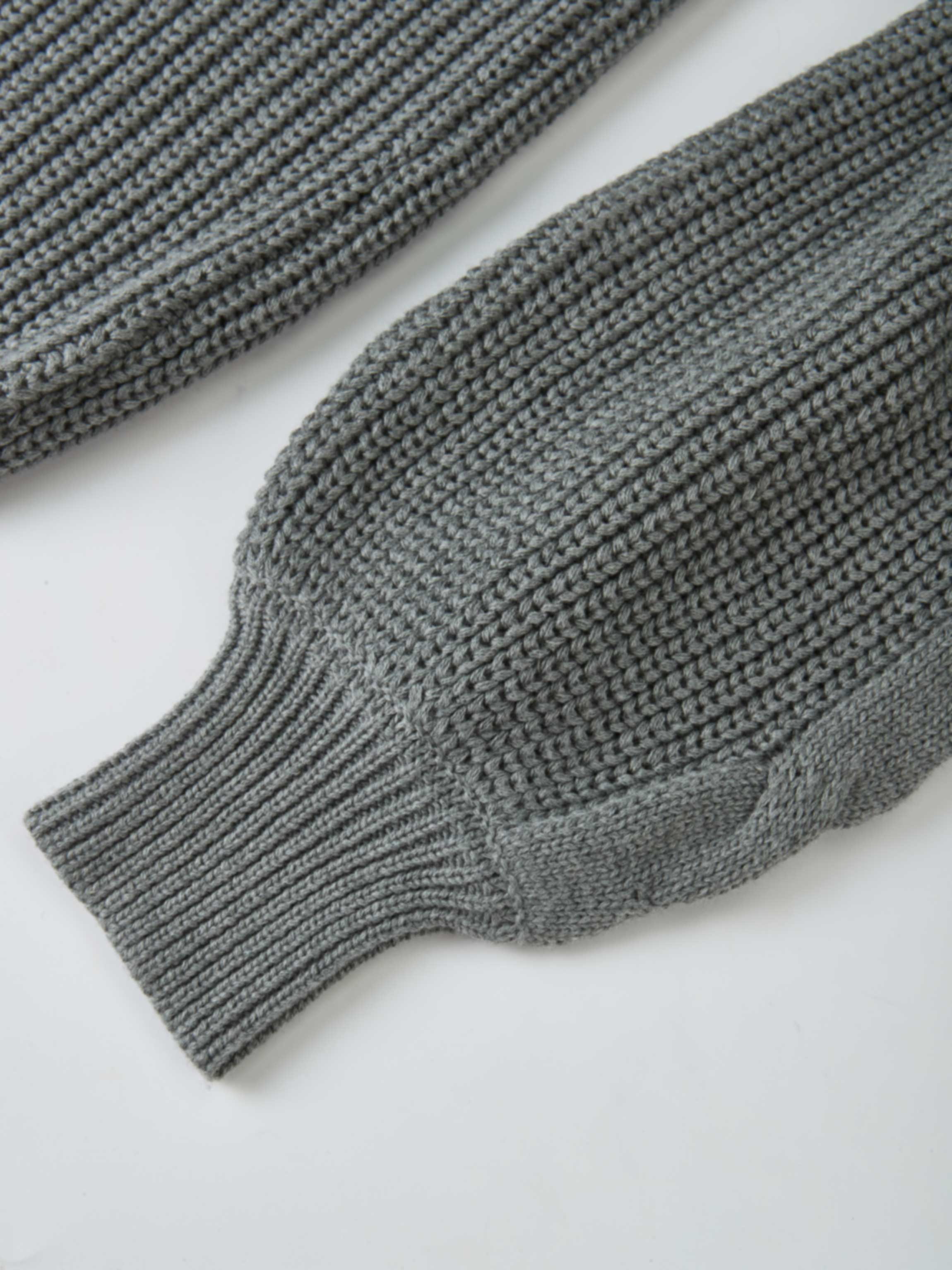 Shirt Collar Sweater - Grey/Light Blue Stripe