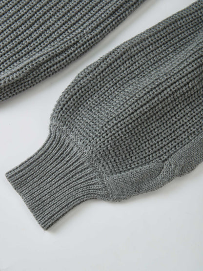 Shirt Collar Sweater - Grey/Light Blue Stripe