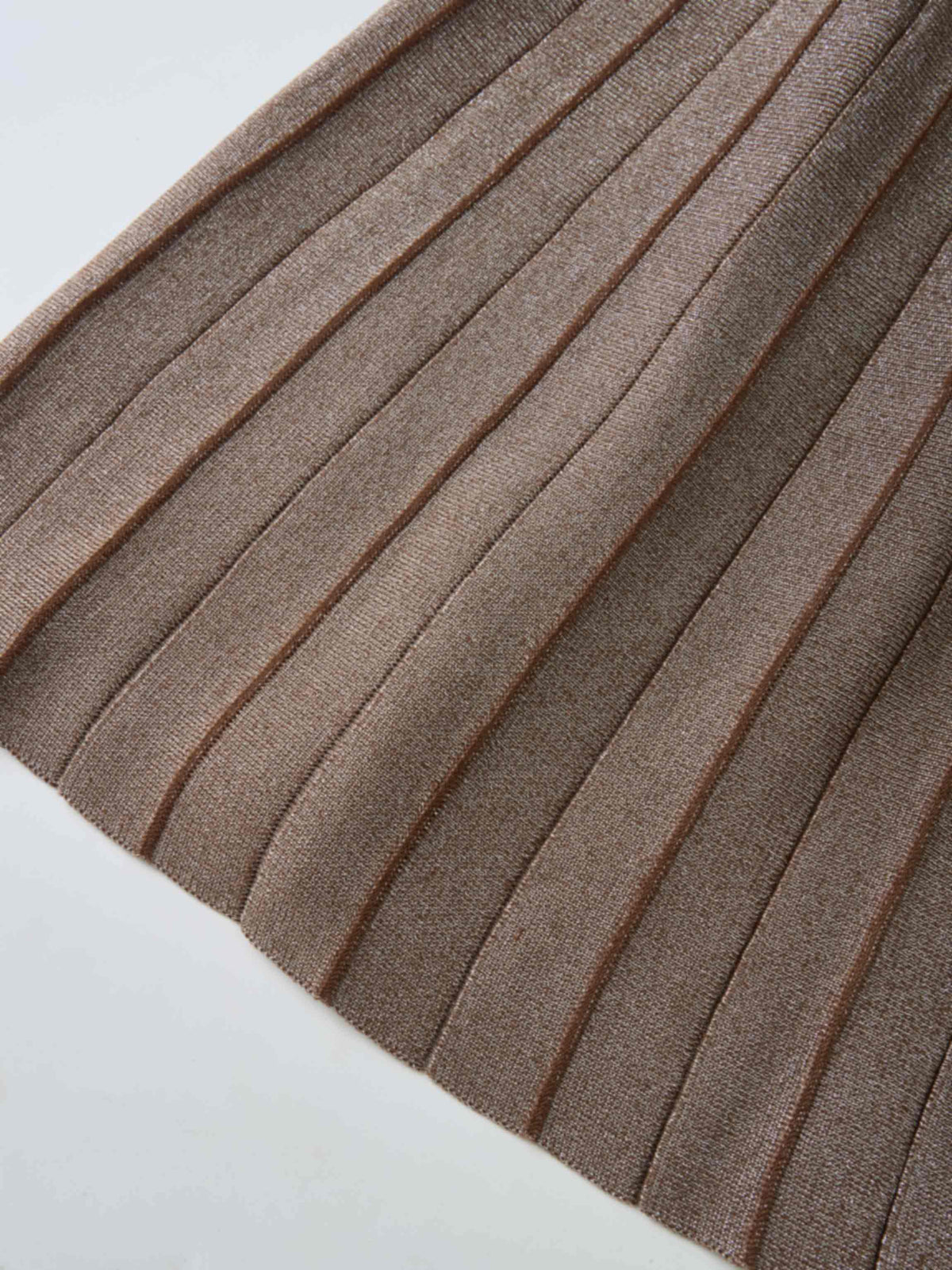 Lurex Pleat Knit Maxi Skirt - Brown