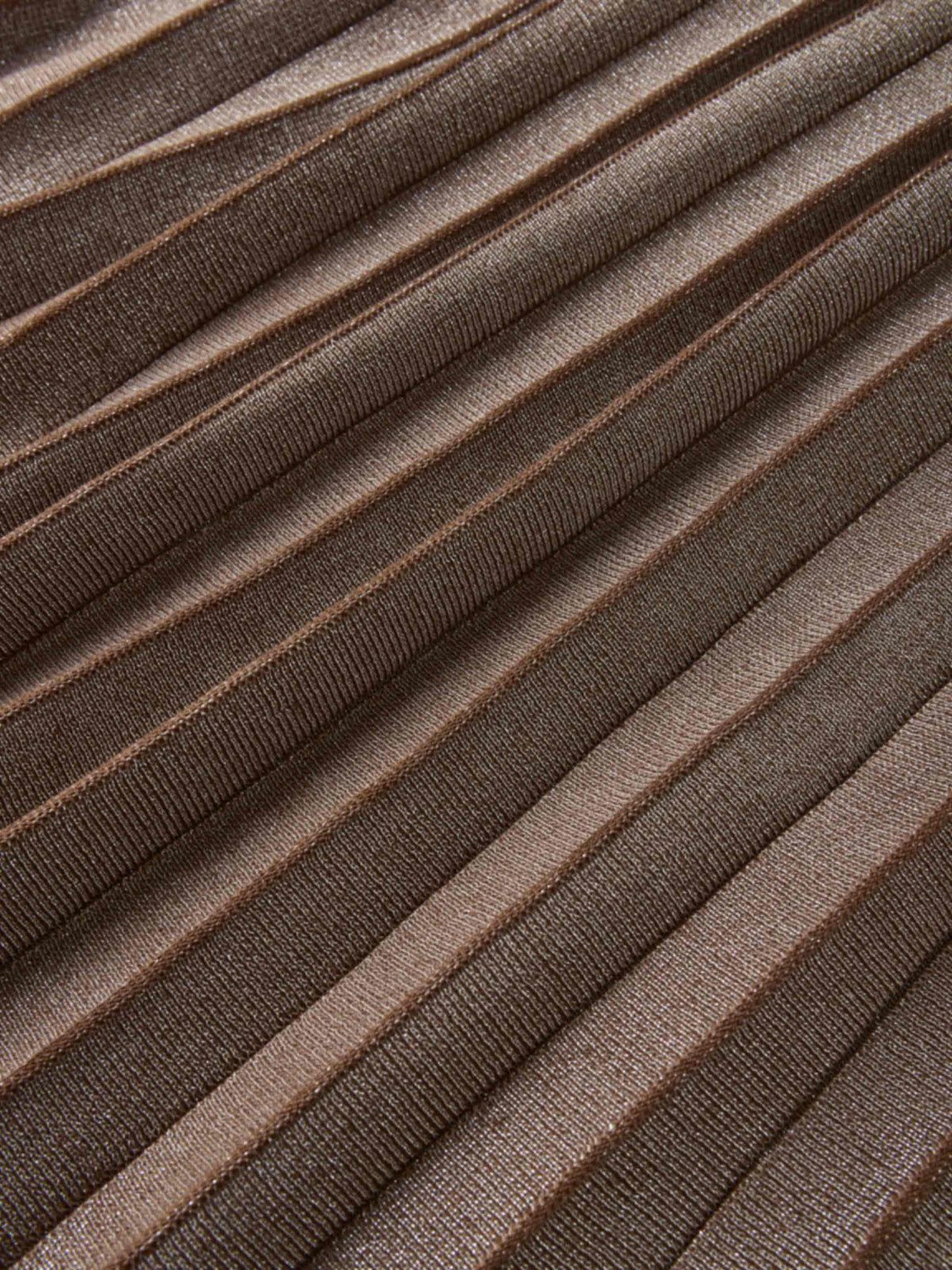 Lurex Pleat Knit Maxi Skirt - Brown
