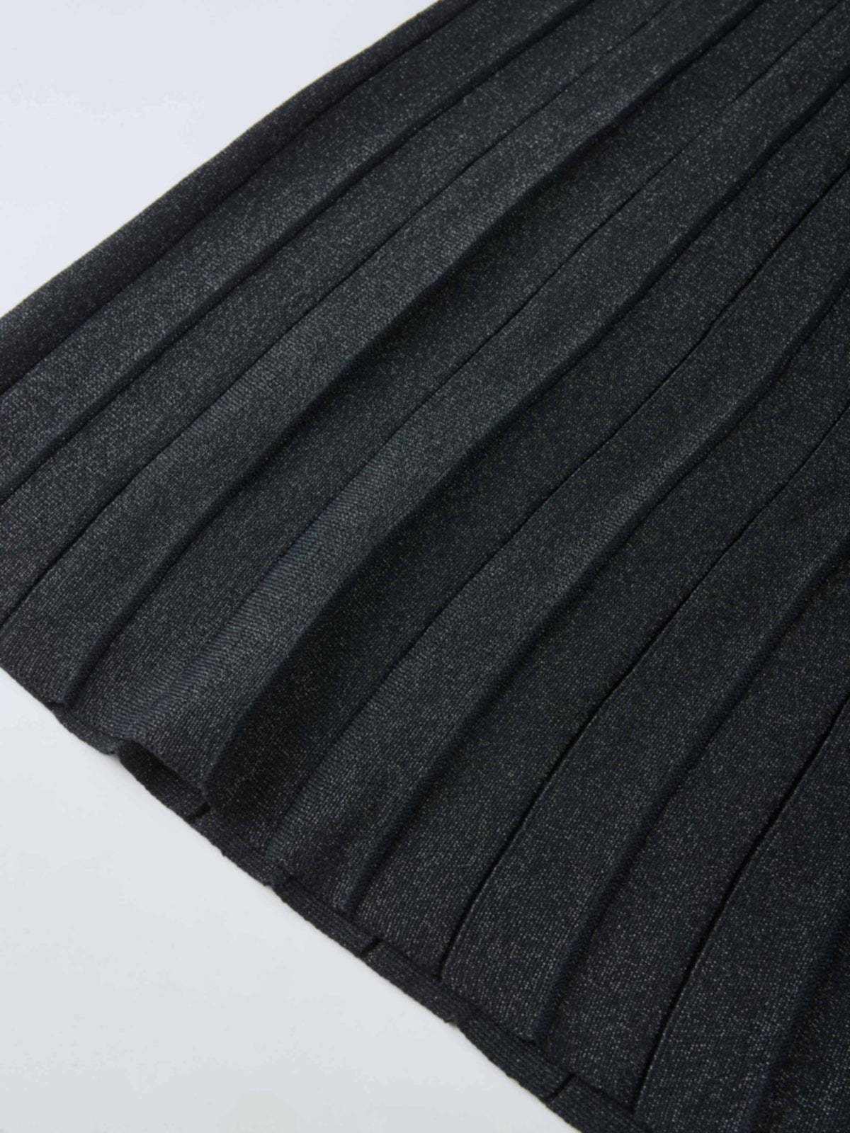 Lurex Pleat Knit Maxi Skirt - Black