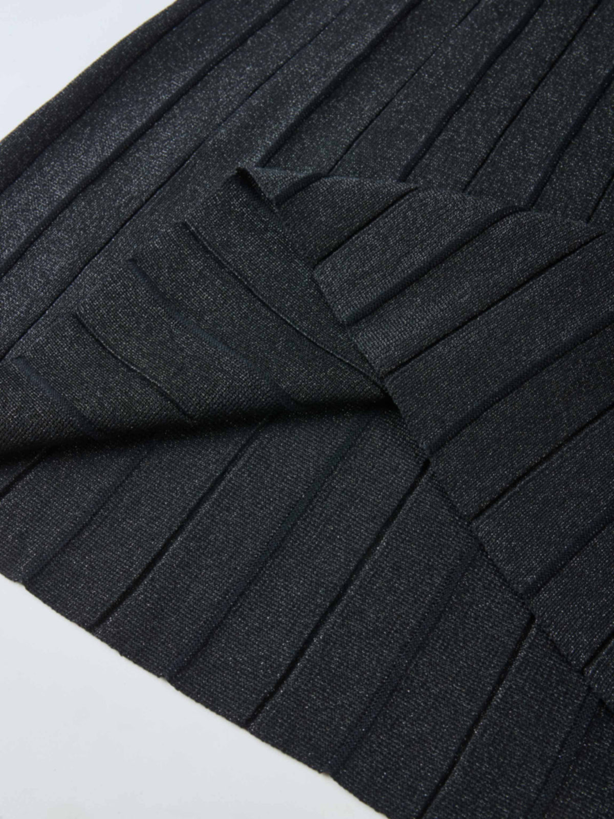 Lurex Pleat Knit Maxi Skirt - Black