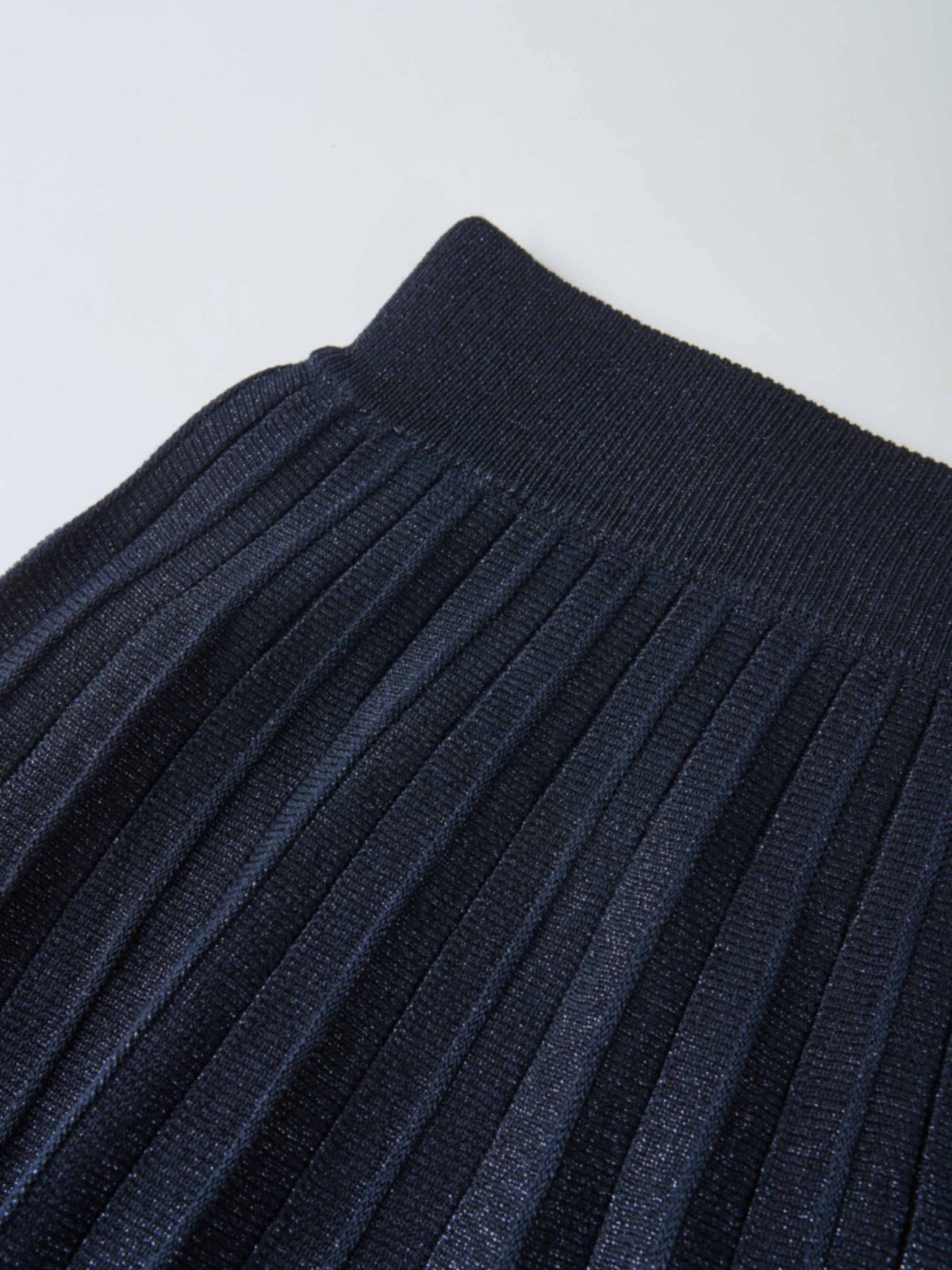Lurex Pleat Knit Maxi Skirt - Blue