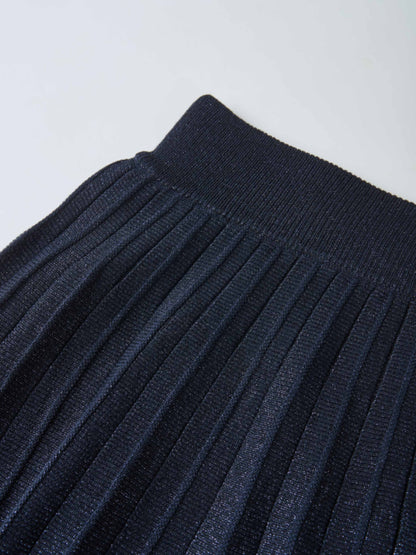 Lurex Pleat Knit Maxi Skirt - Blue