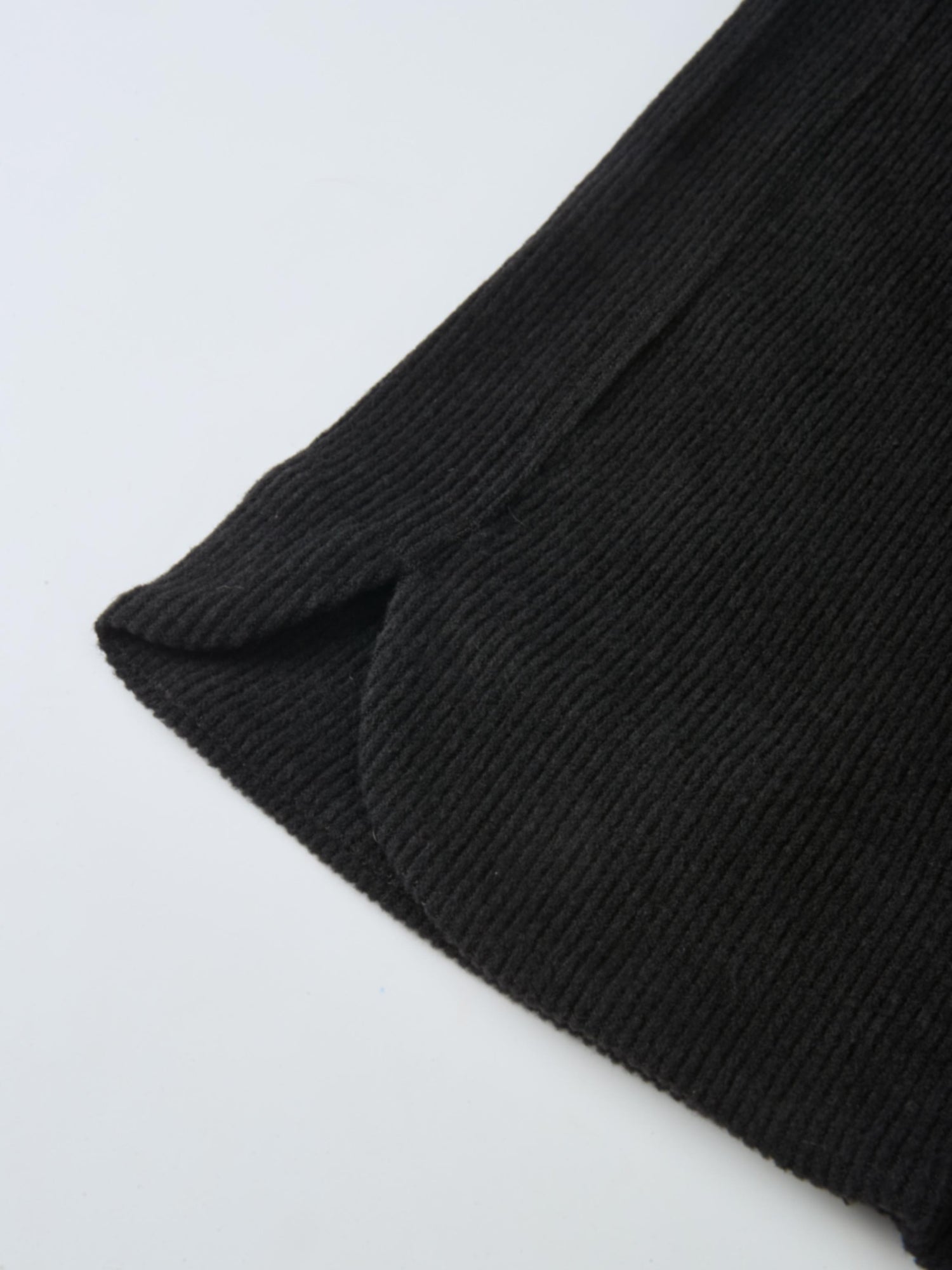 Soft Ribbed Drawstring Maxi Skirt - Black