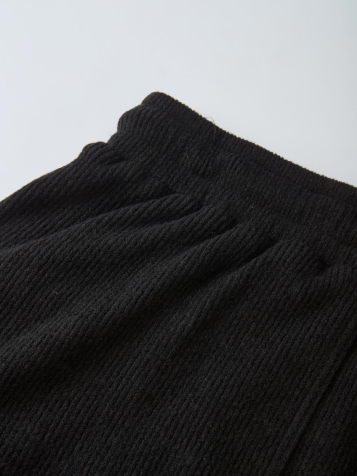 Soft Ribbed Drawstring Maxi Skirt - Black