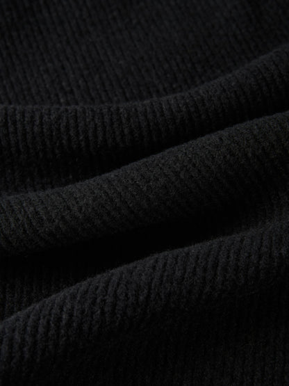 Soft Ribbed Drawstring Maxi Skirt - Black