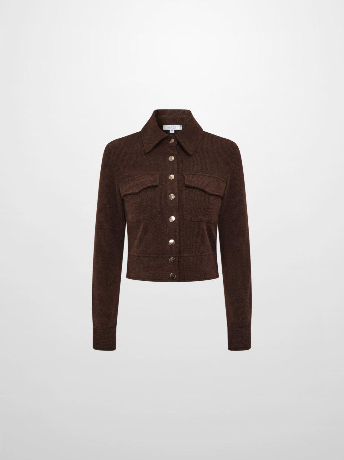 Soft Ribbed Crop Jacket - Dark Brown