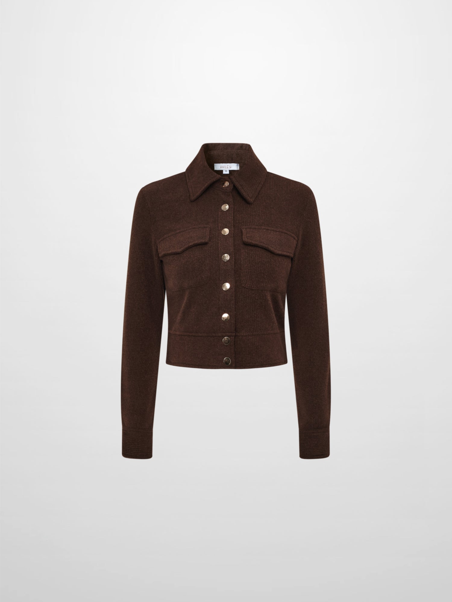 Soft Ribbed Crop Jacket - Dark Brown