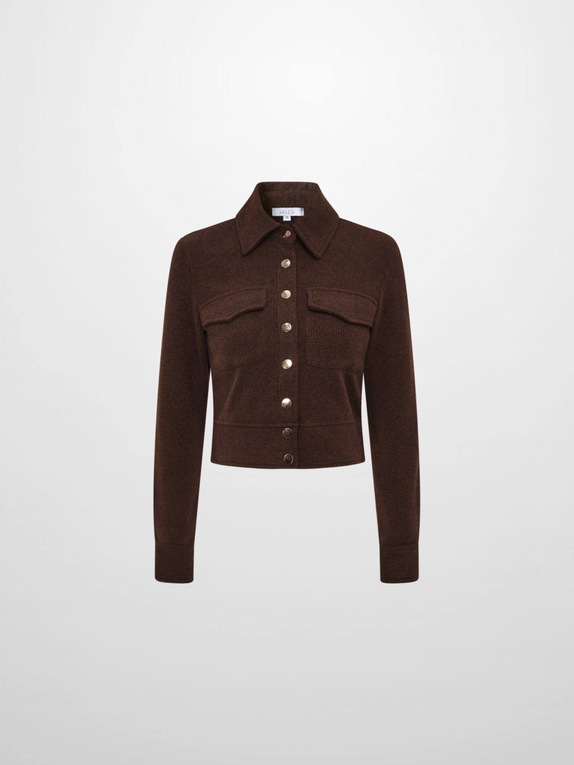 Soft Ribbed Crop Jacket - Dark Brown