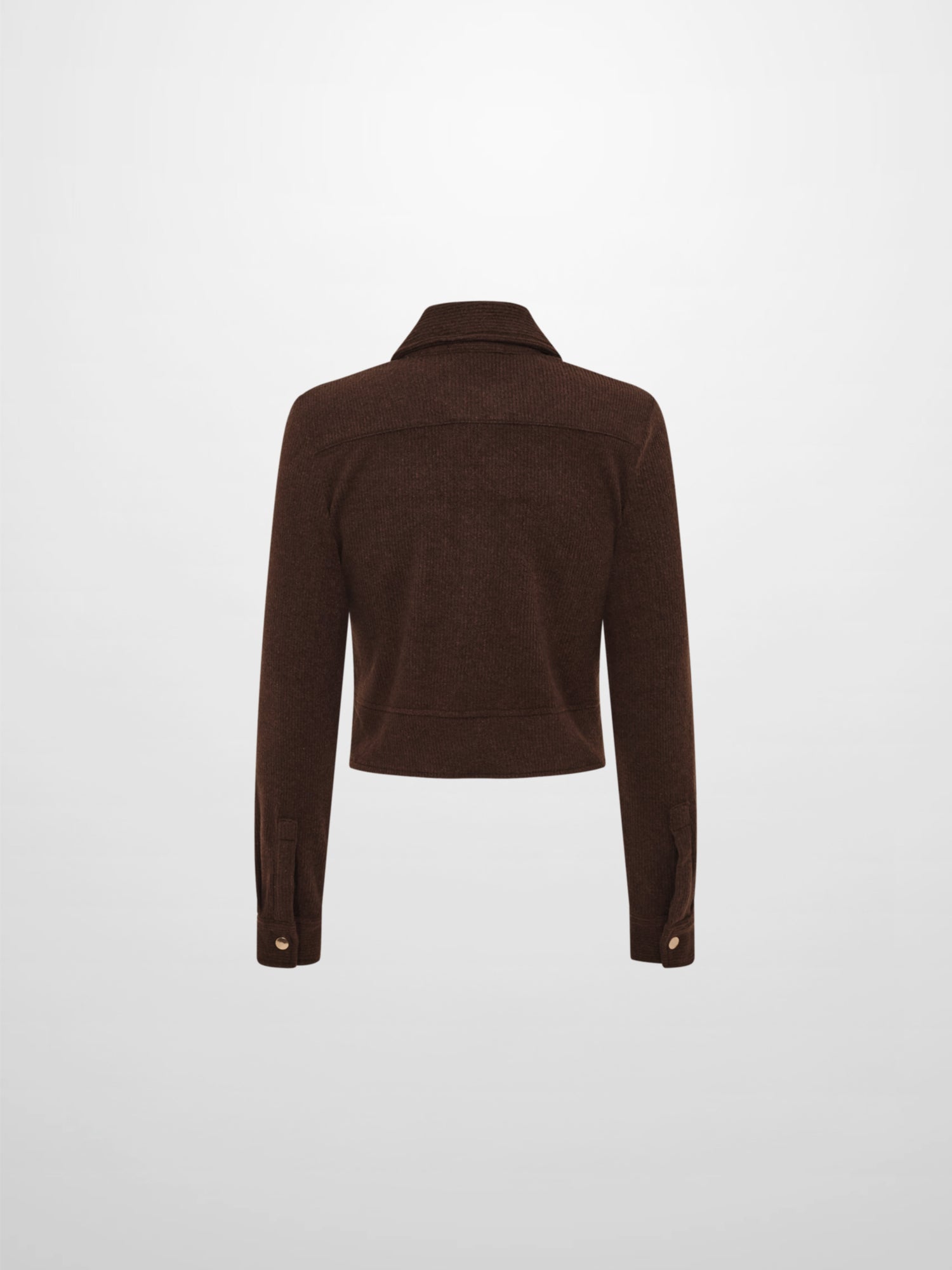 Soft Ribbed Crop Jacket - Dark Brown