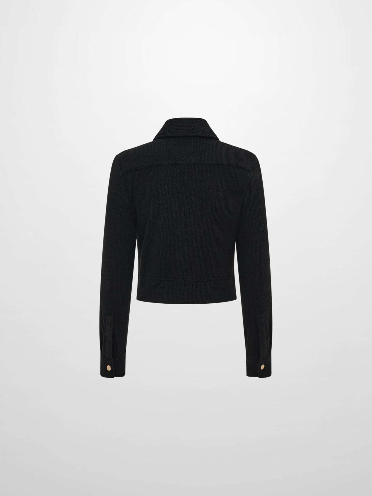 Soft Ribbed Crop Jacket - Black