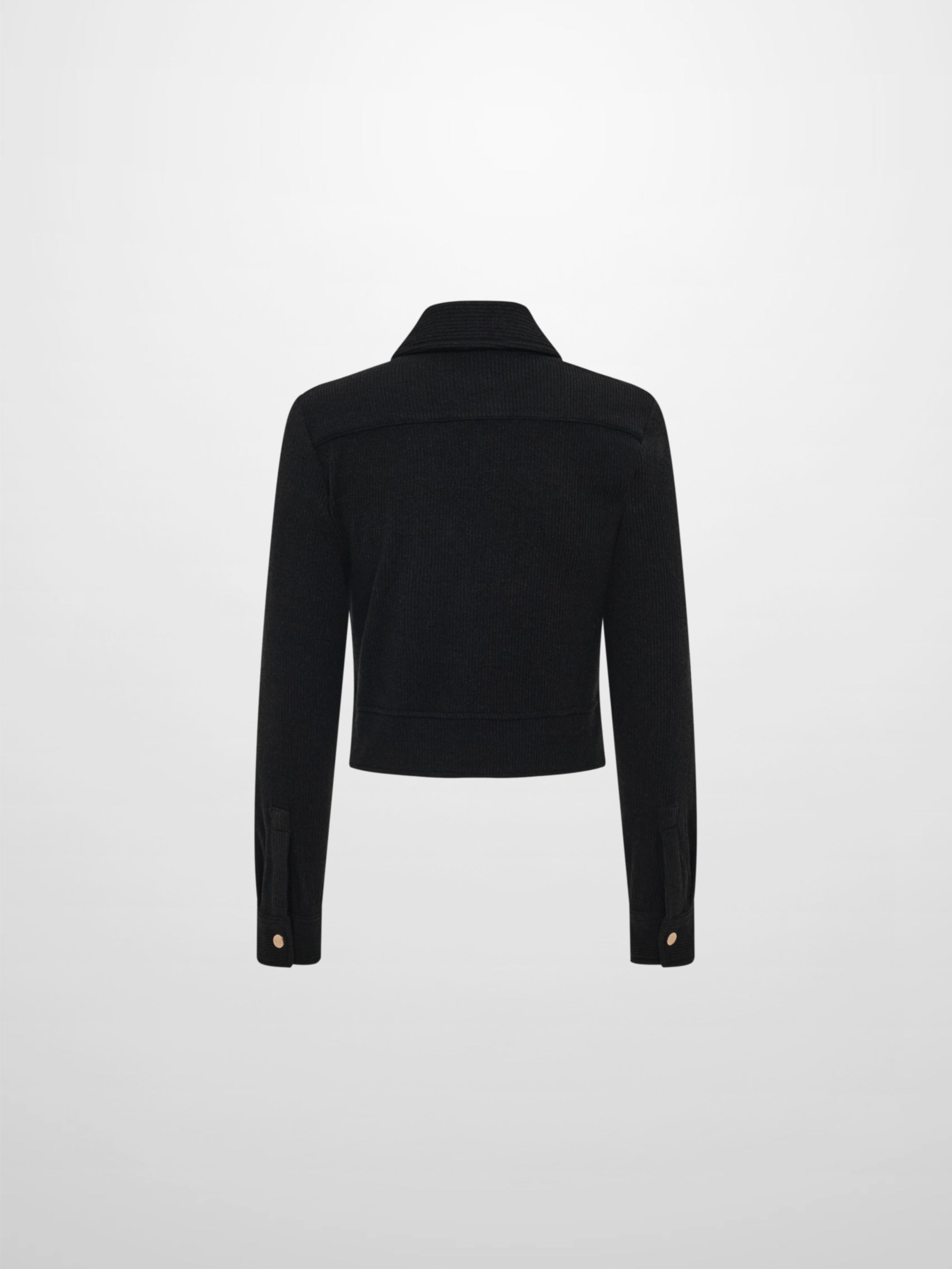 Soft Ribbed Crop Jacket - Black