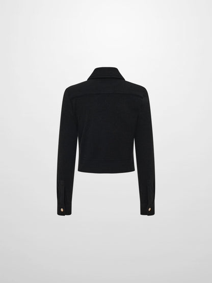 Soft Ribbed Crop Jacket - Black
