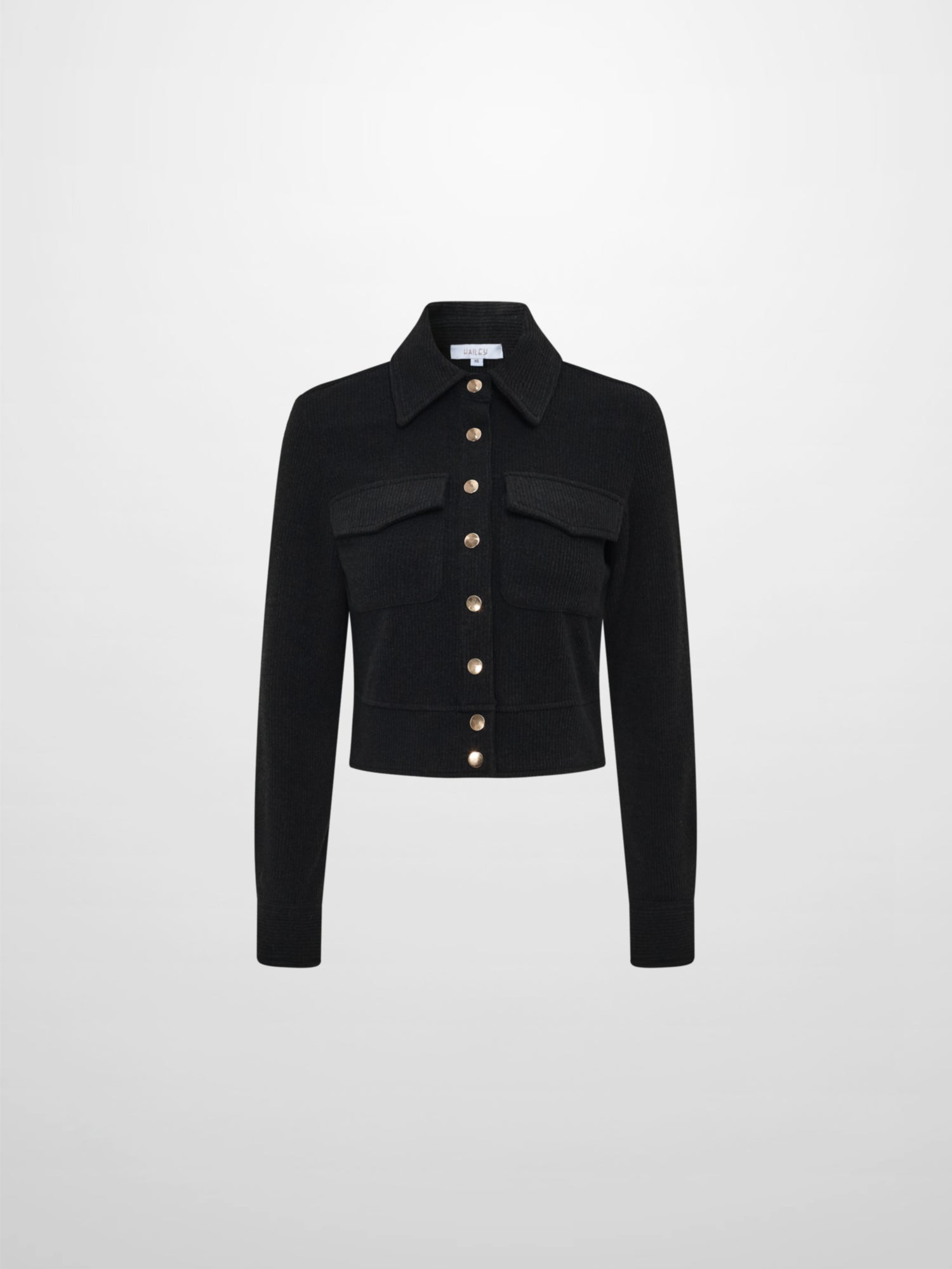 Soft Ribbed Crop Jacket - Black